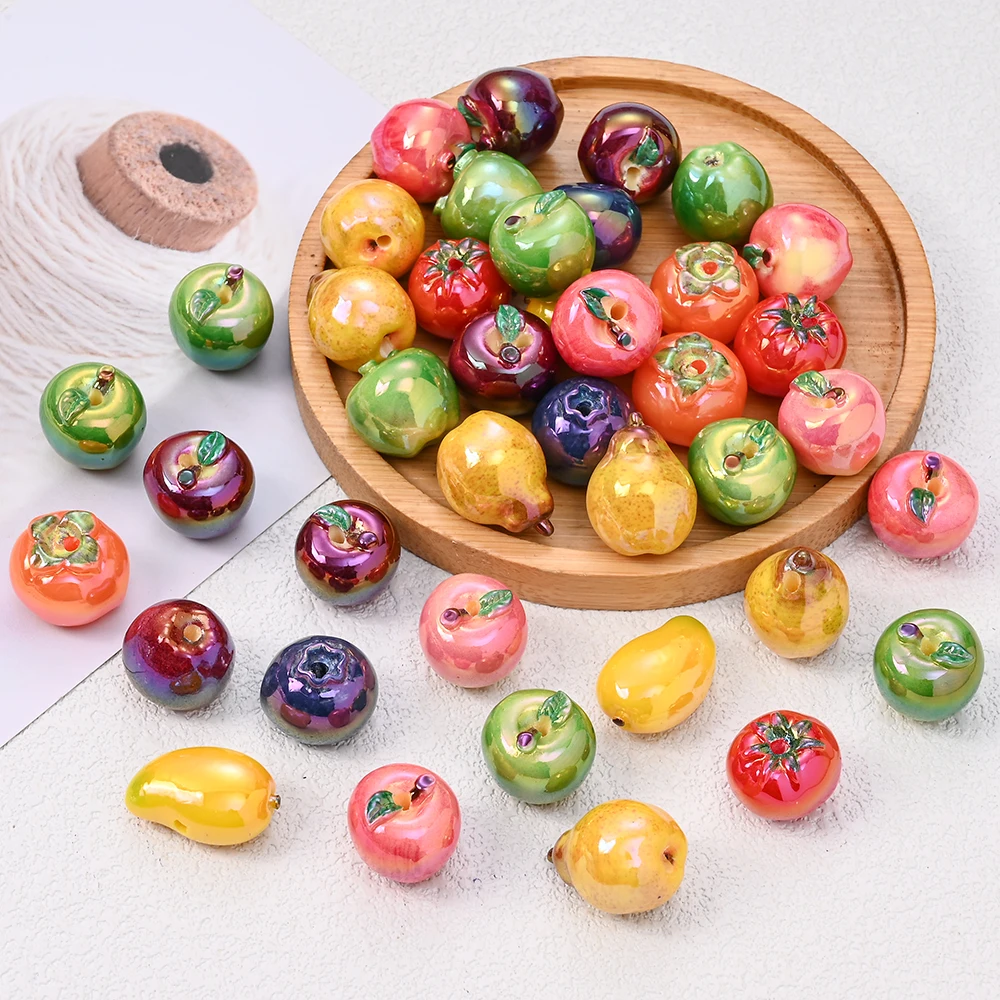 5Pcs Fun Fruit Shaped Resin Beads Randomly Mixed With Loose Space Beads For DIY Pacifier Chain Neckalce Bracelet Jewelry Making