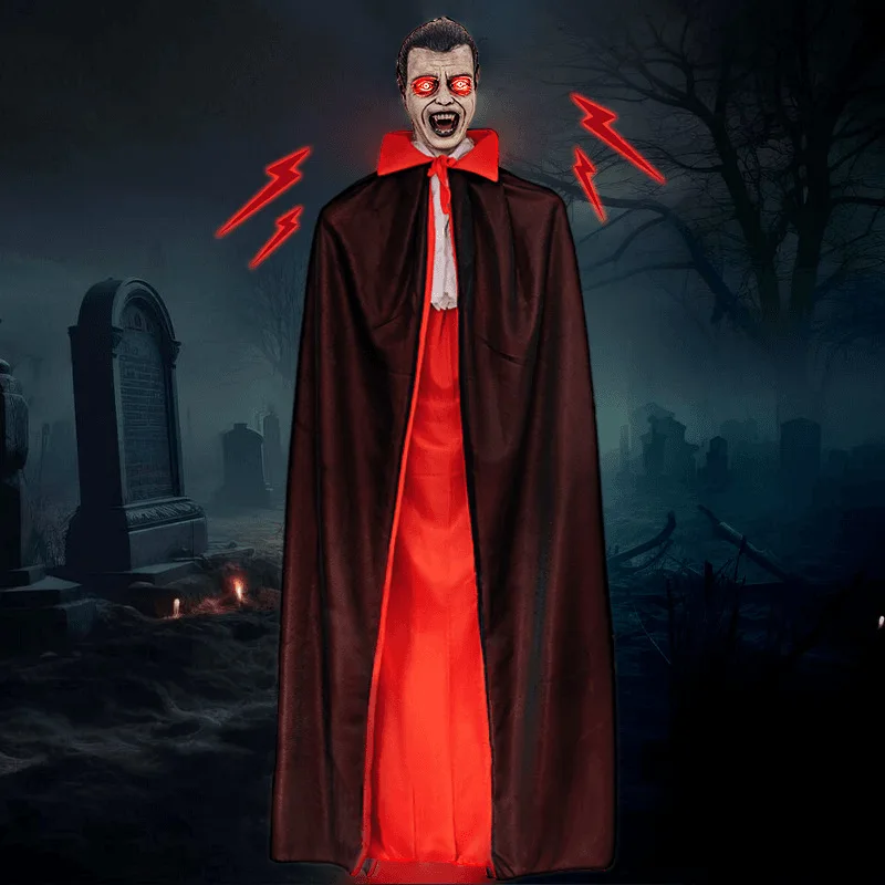 

Vampire Halloween Horror Decoration Voice-activated Induction Luminous Sound-sucking Vampire Cloak Latex Head Horror Costume
