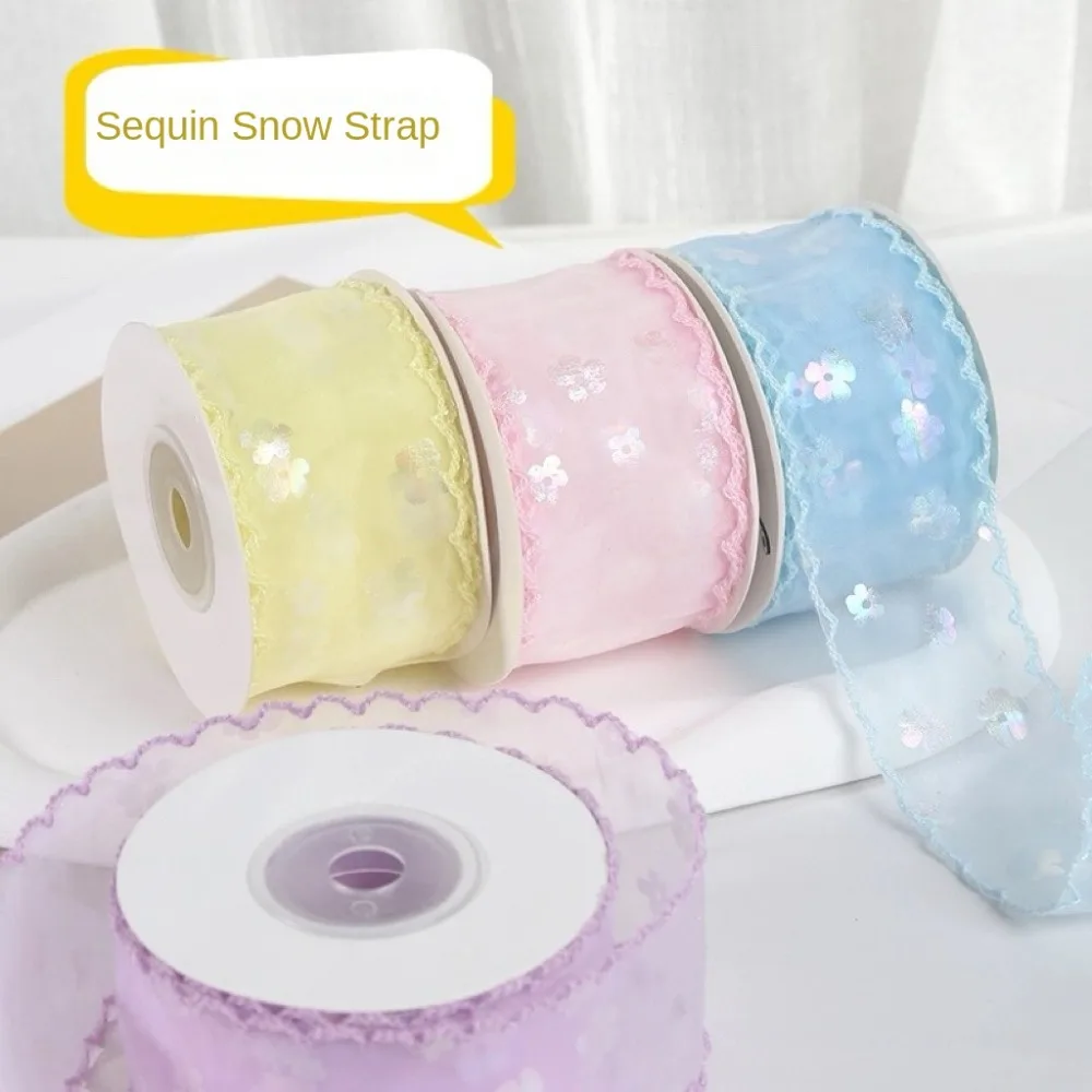 New 10 Yards Silk Ribbon Gift Wrapping Bouquets 4cm Chiffon Ribbon Wave Edge Pleated DIY Decor