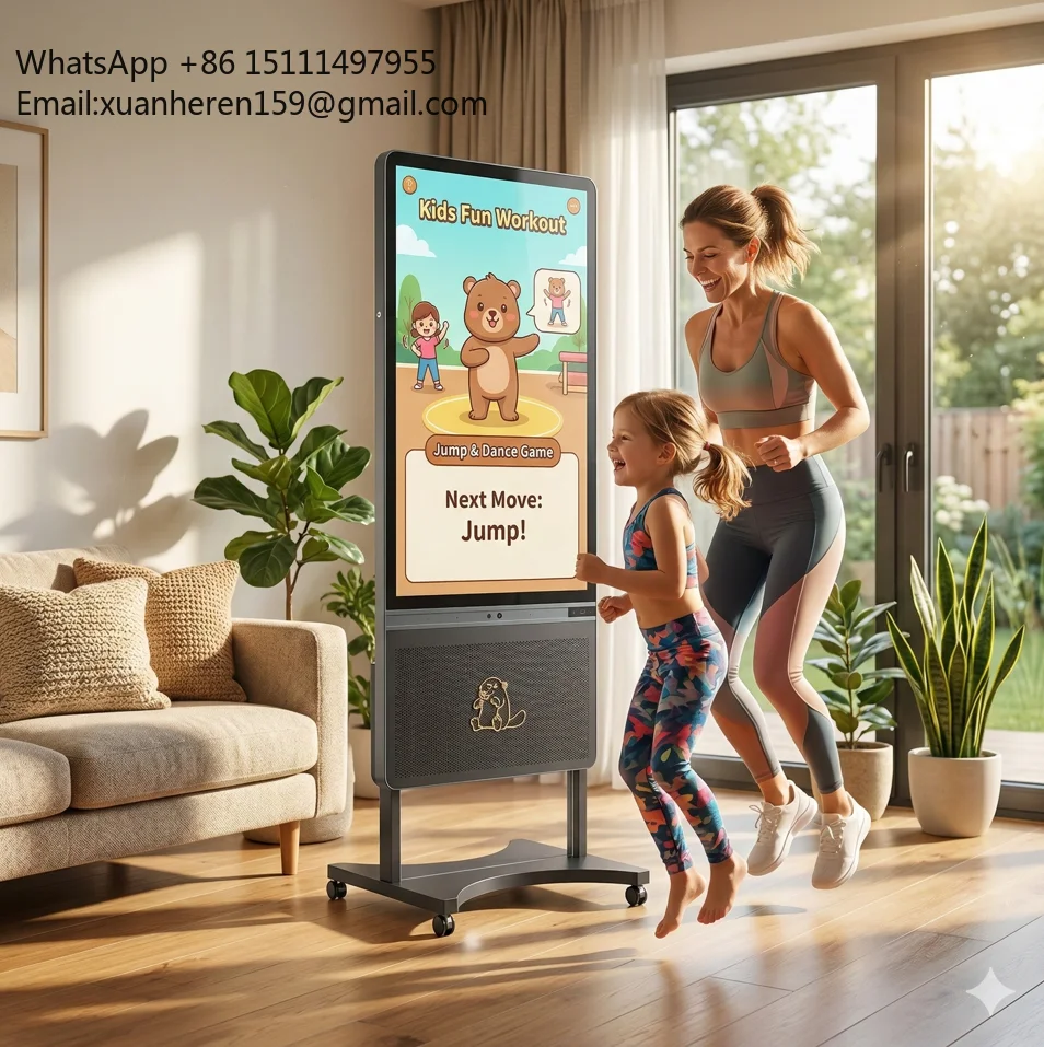 Factory Supply Smart Fitness Screen AI Yoga Mirror Body Sensing Interactive Fitness Terminal Kids Workout Parent Child Fitness