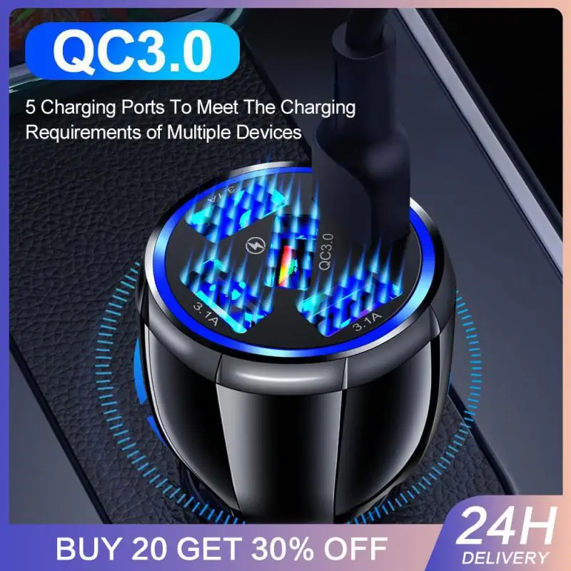 Car Charger Fast Charge 15a Car Supplies Mobile Phone Charger Multifunctional 5usb Car Accessory Car Phone Charger Adapter Qc3.0