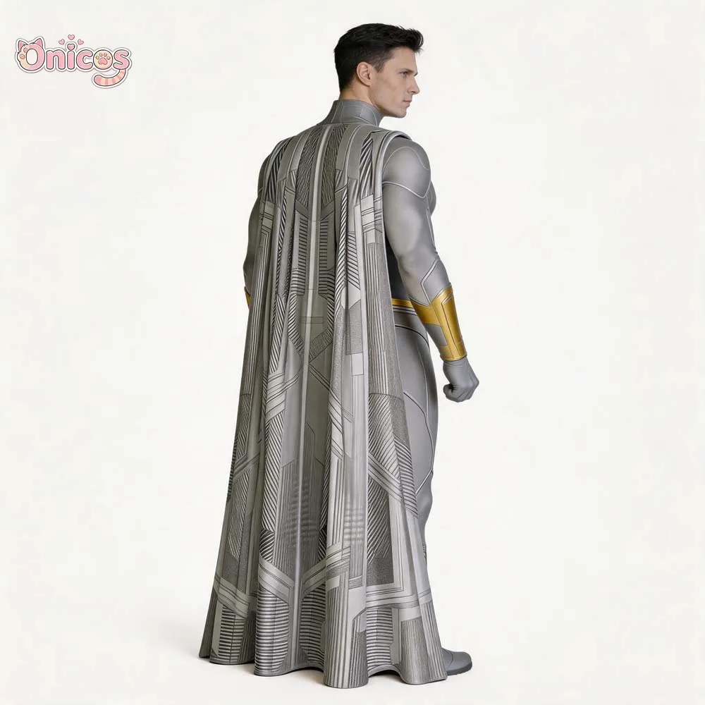 Wandavision Vision Cosplay Costume White Male Vision Jumpsuit Cloak Superhero Bodysuit Cape Full Set Halloween Carnival Onicos - view 6