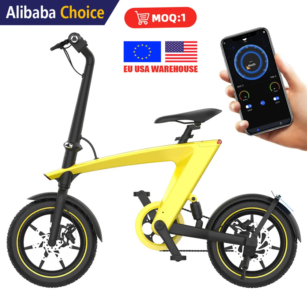 Mini 250W Foldable Electric Bicycle 14 Inch Aluminum Alloy Frame 36V Lithium Battery 3 Speed Disc Electronic Digital E Bike
