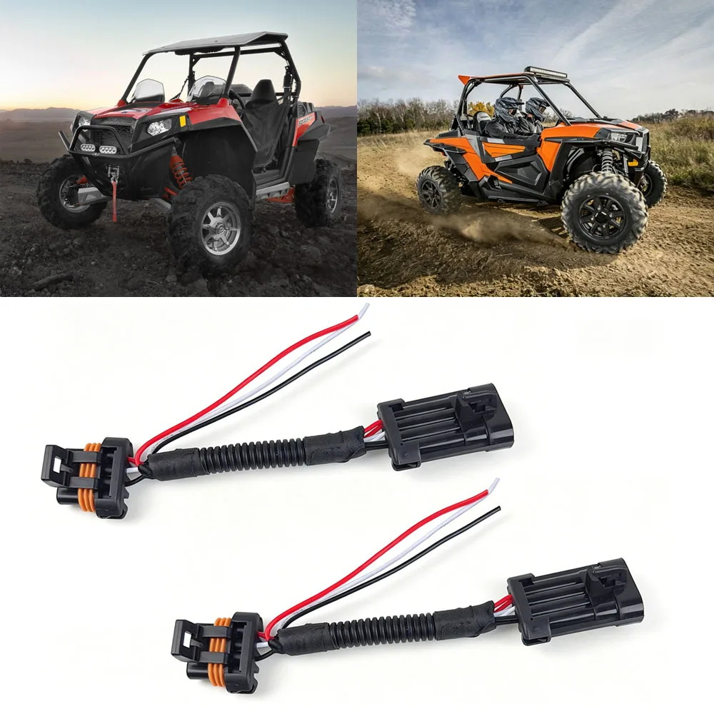 2pcs Tail Light Power Harness Whip Brake Light Rear Light Plug Play 3 Wire Power Harness for Polaris RZR 900 1000 XP Turbo