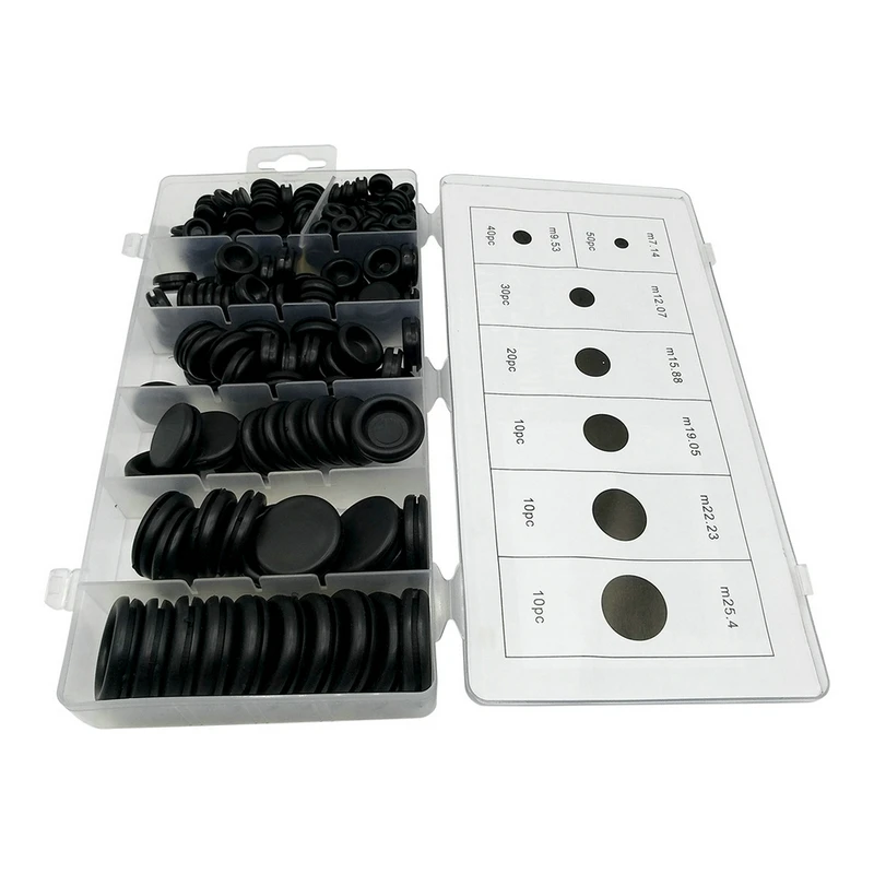 7 Size 170Piece Rubber Grommet Kit Electrical Wire Gasket Solid Hole Plugs Assortment Set for Plumbing Automotive General Repair