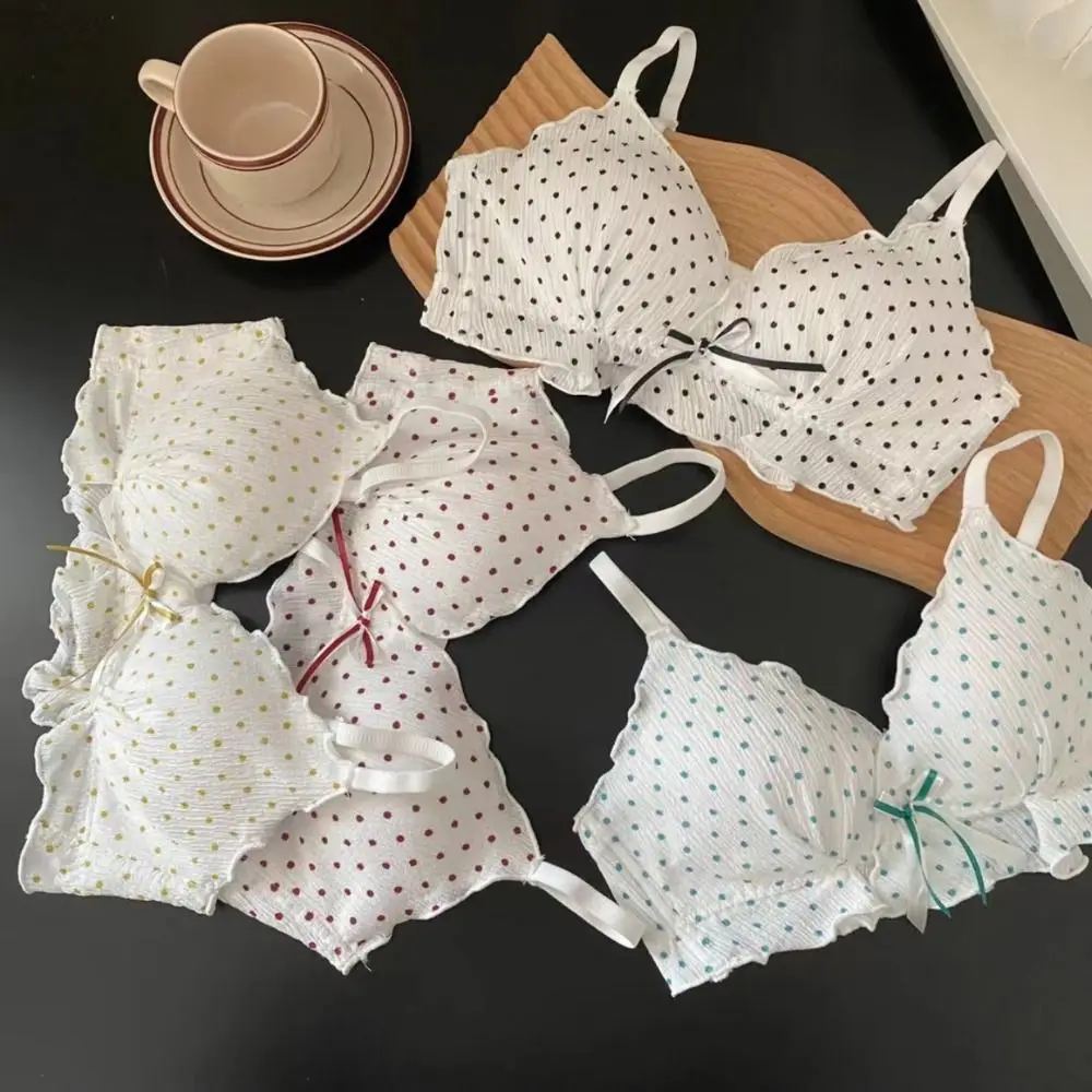 لينة شبكة نقطة لاسلكية عميق الخامس الصدرية Bowknot للصدمات رفع الملابس الداخلية الحلو الملابس الداخلية مثلث كأس حمالات الصدر الصيف