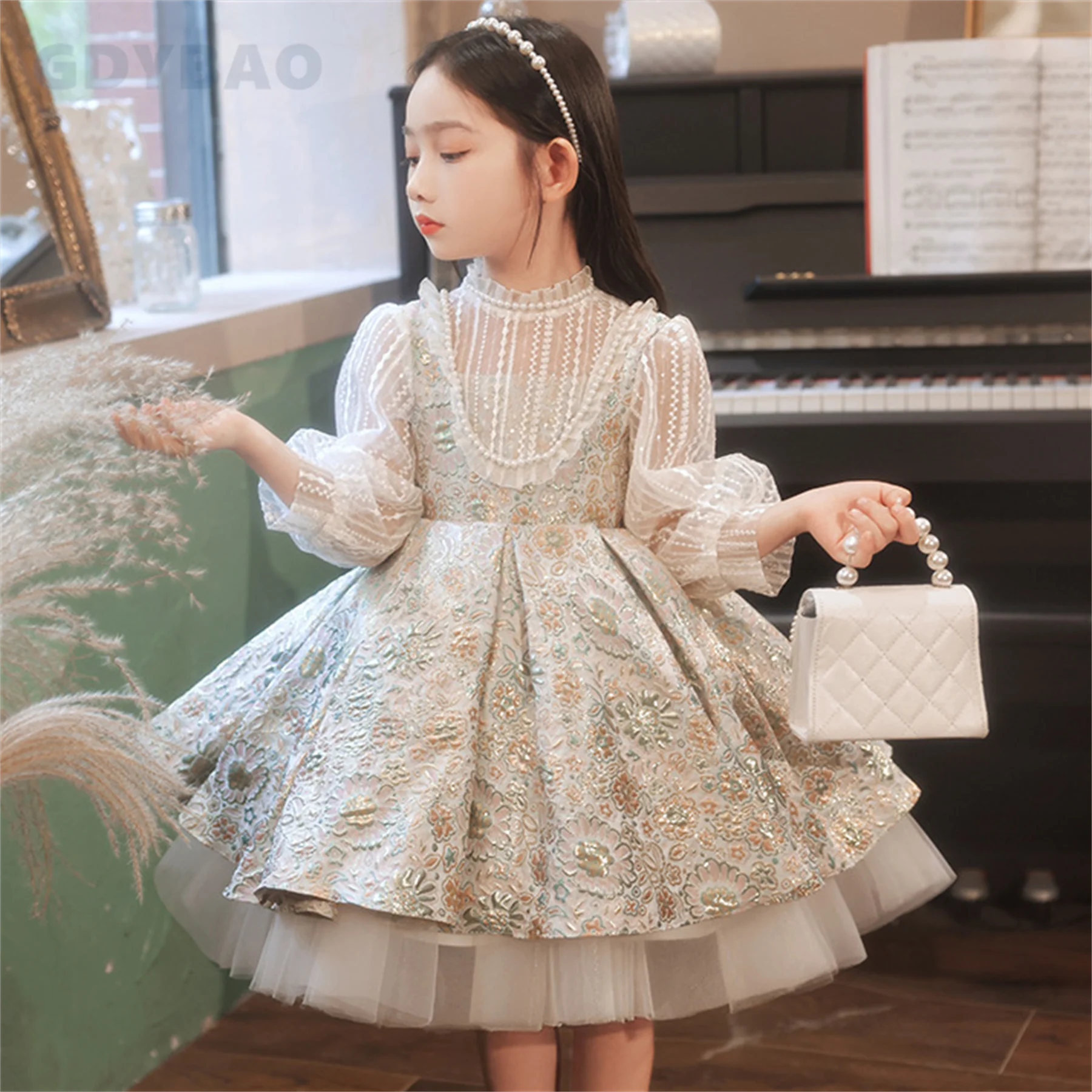 Robes de soirée d'hiver pour filles, avec robe de bal à paillettes, Tutu d'anniversaire pour bébé fille, Mini robe à fleurs