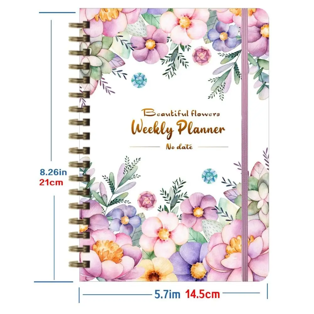 Stationery A5 Weekly Planner No Date Planner Reminder Weekly Schedule Book with Straps Efficiency Coil Notebook Office
