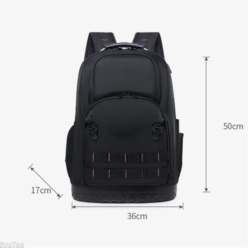 New Tool Backpack with Plastic Bottom Insert Pockets Large Transparent Zipper Pocket Tool Organizer for Electrician Tools