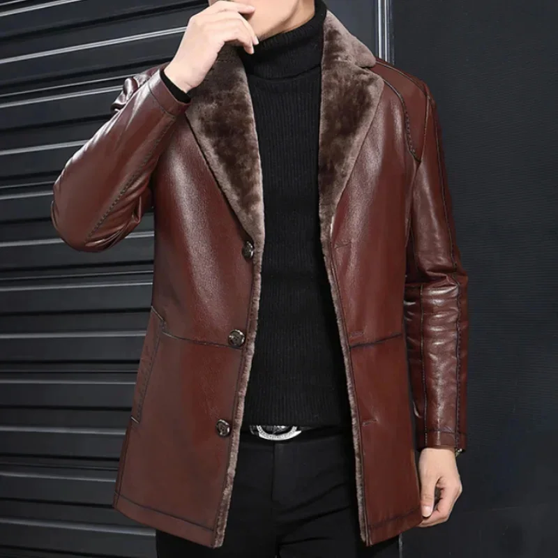 AYUNSUE Genuine Leather Jacket Men Sheepskin Coat for Winter Plus Size Sheep Shearling Real Fur Coats JLK17759 KJ1209