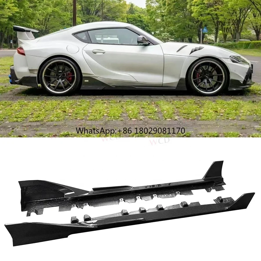 Extensão de saias laterais estilo TOS para Toyota GR Supra, A90 Fibra De Carbono, divisor de saias laterais, A90 MK5 MKV, 2019 +