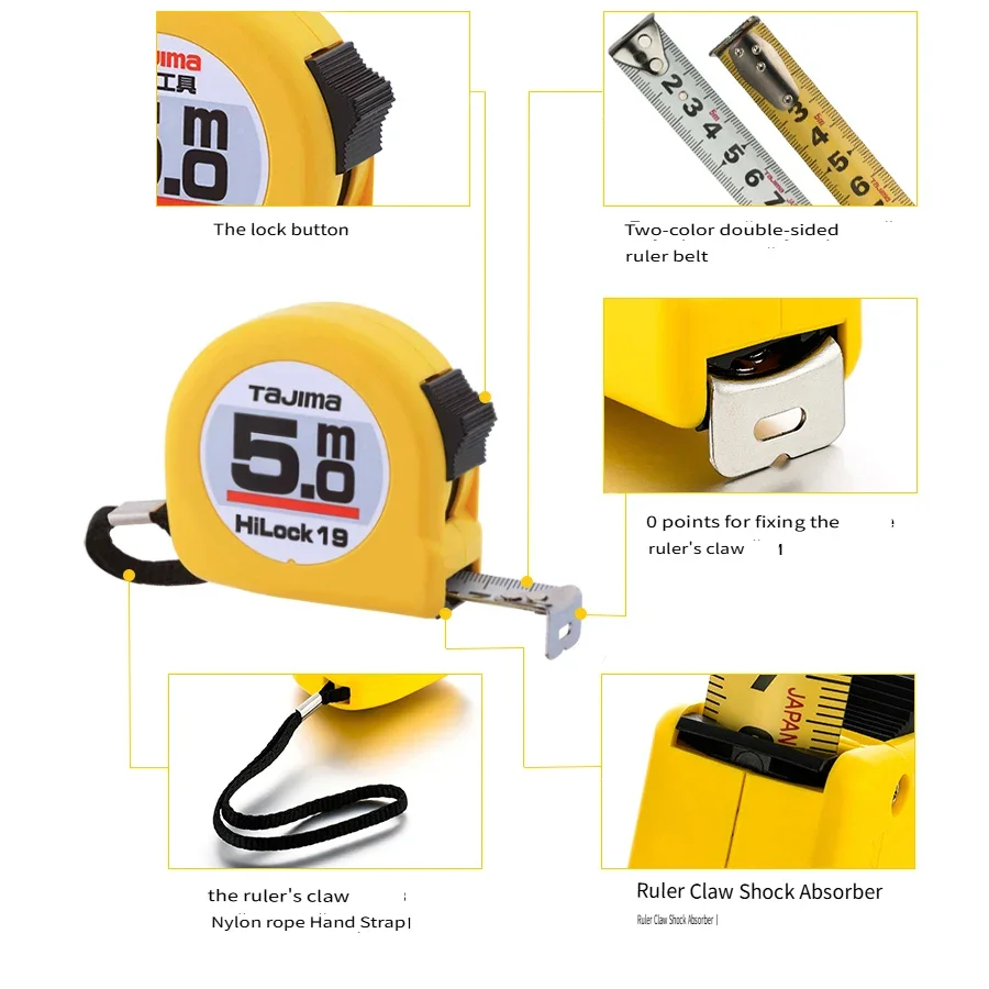 TAJIMA Double-sided Scale Tape HILOCK Steel Tape Measure 2/3/5/5.5/7.5/10m High Precision Thickened Wear-resistant 1001 Series image 2