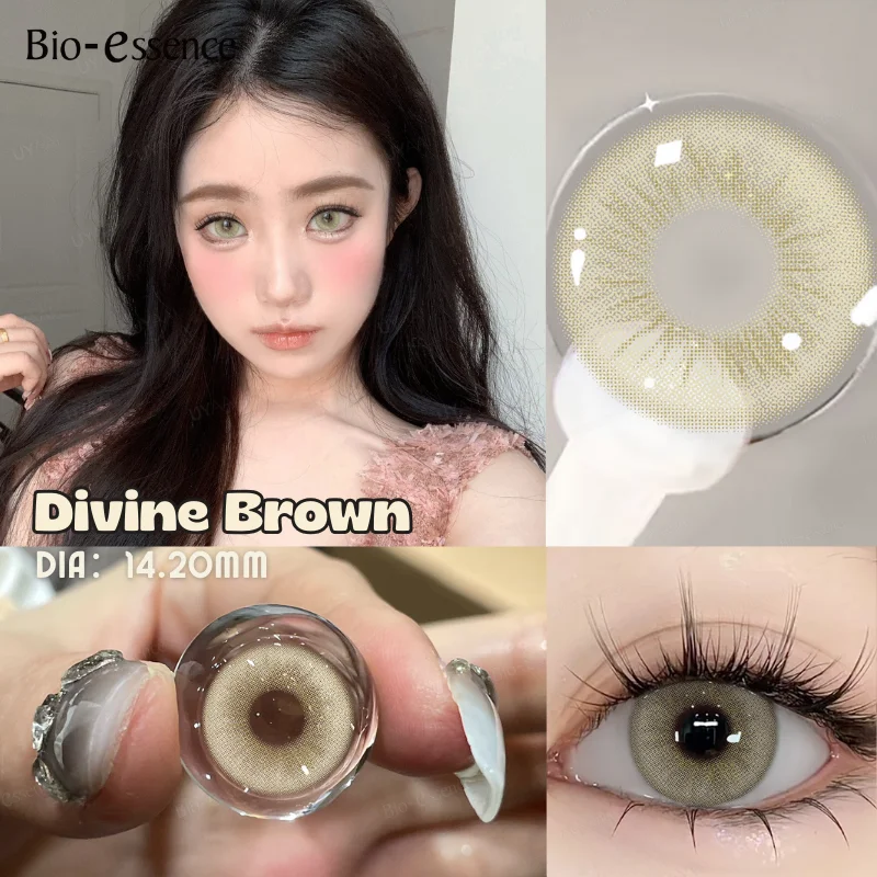 Bio-essence 2Pcs Blue Green Contact Lenses Yearly New Pinky Lens Brown Colored Cosmetics Gray Big Eyes Korean Student Pupil