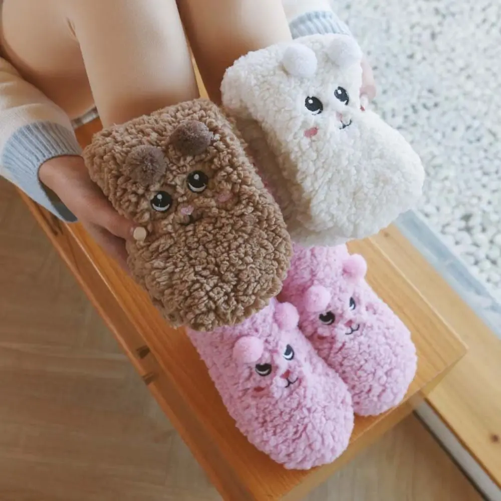 

Cute Embroidery Thick Thermal Socks Cartoon Anti Slip Floor Socks Plush Thicken Warm Fleece Sock Women Gifts