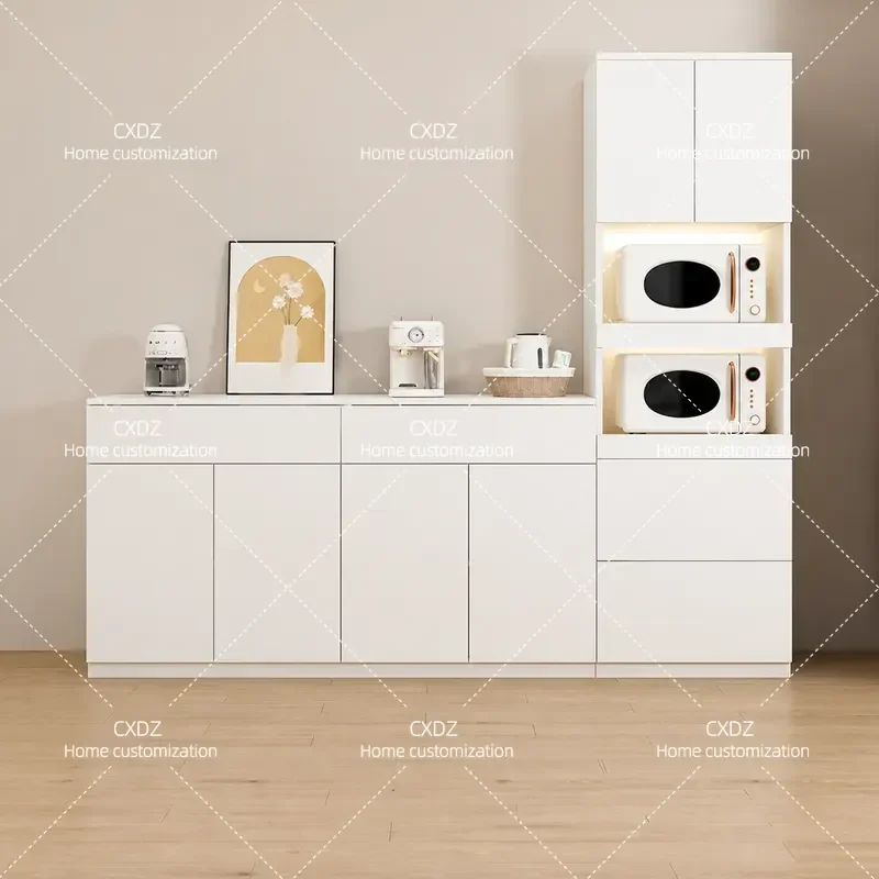 Cream Style Wall Mounted Side Cabinet Integrated Storage Locker for Living Room Dining Room Kitchen Customizable Space Saving