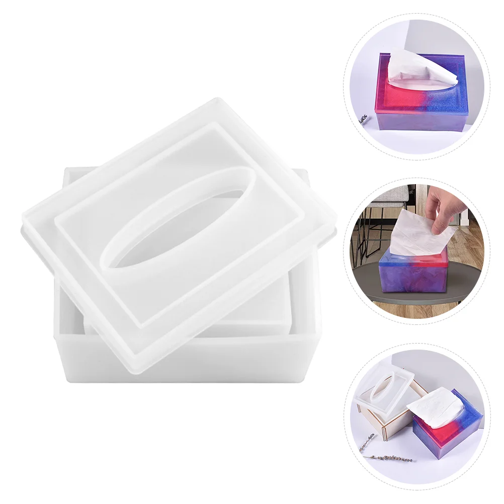 

Unique Paper Box Mold Jewelry Boxes Napkin Holder Tissue Container Casting DIY Silicone White Kit