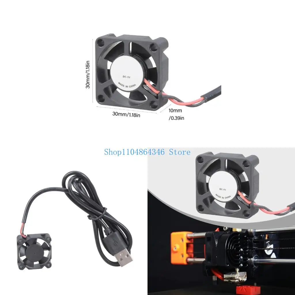

5asd Low Noise 5V USB 30mm Blower Fan Sleeve Bearing Cooling 8600rpm Fast Speed For 3D Printer PC Electronics