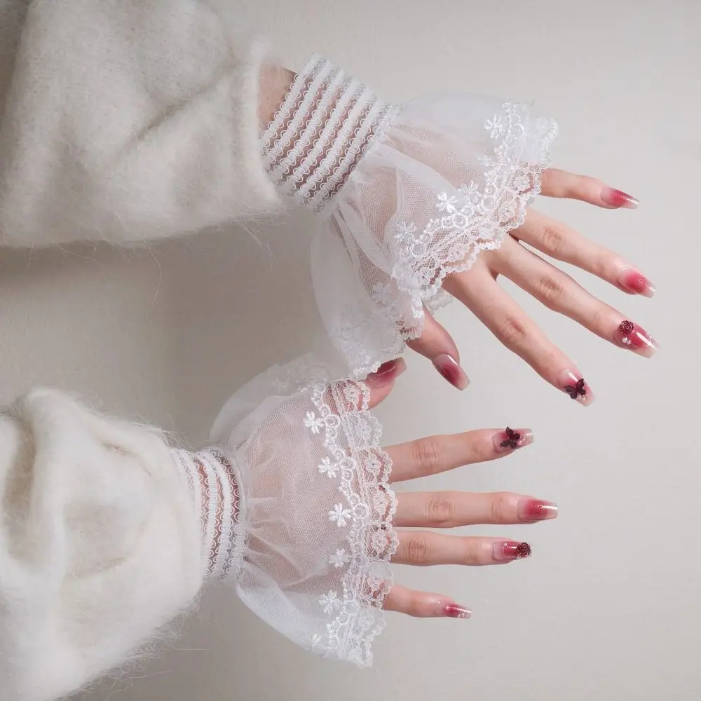 

Новые поддельные манжеты с вышивкой, съемные белые наручные манжеты, аксессуары для одежды, реквизит для фотосъемки