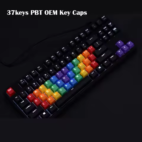 PBT Key Caps 37keys OEM Profile Rainbow Transparent for RK IKBC Black Widow Spider G610 Mechanical Keyboard Custom Keycap