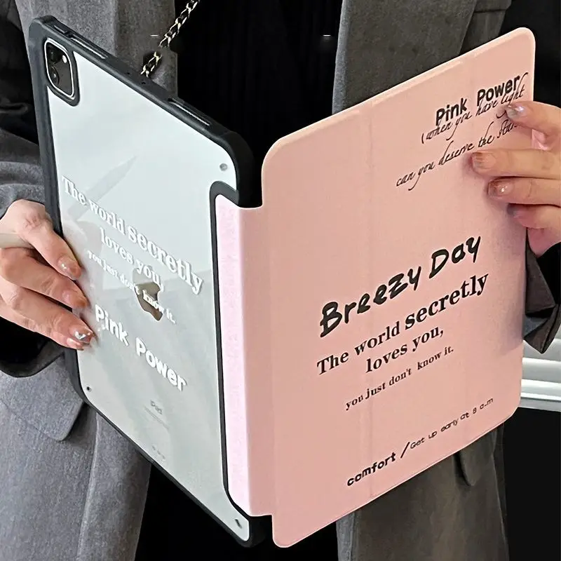 Korean Kawaii Pink English Ice Cream For iPad 11th A16 10 9 8 7 5 Pro 13 11 M5 M4 M3 M2 12.9'' Air  4 3 2 1 Mini 7 6 8.3'' Cover