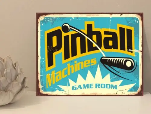 Pinball Games Room Rustikales Retro-Metallschild, Geschenk, Haus-Neuheit (mt130) – Aluminium