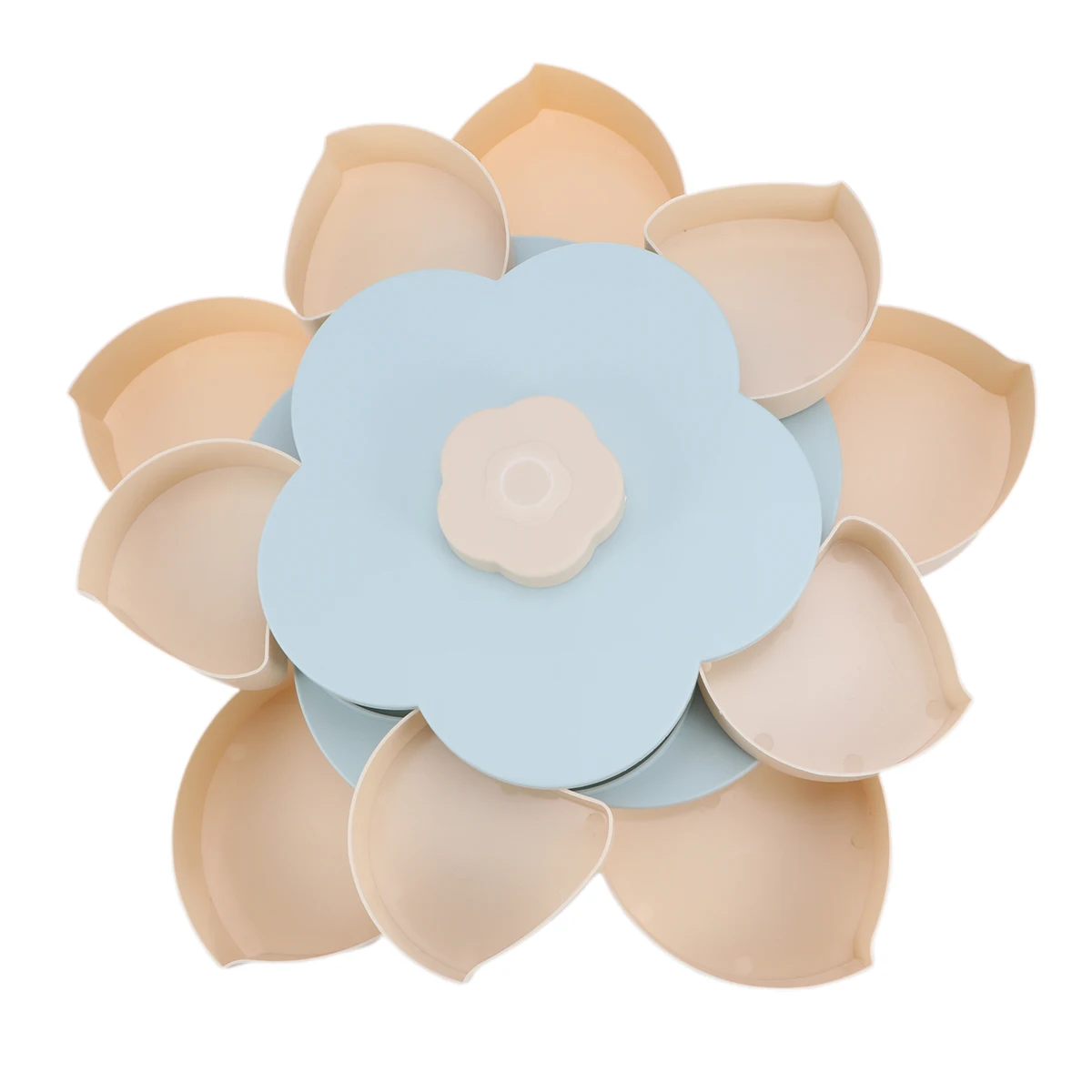 

Double Layer Fruit Plate Petal Shape Snack Serving Tray Dried Nut Storage Party Rotating Box Food Presentation Accessories