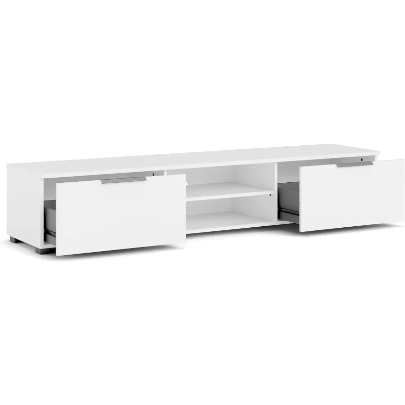 Drawer 2 Shelf TV Stand, White