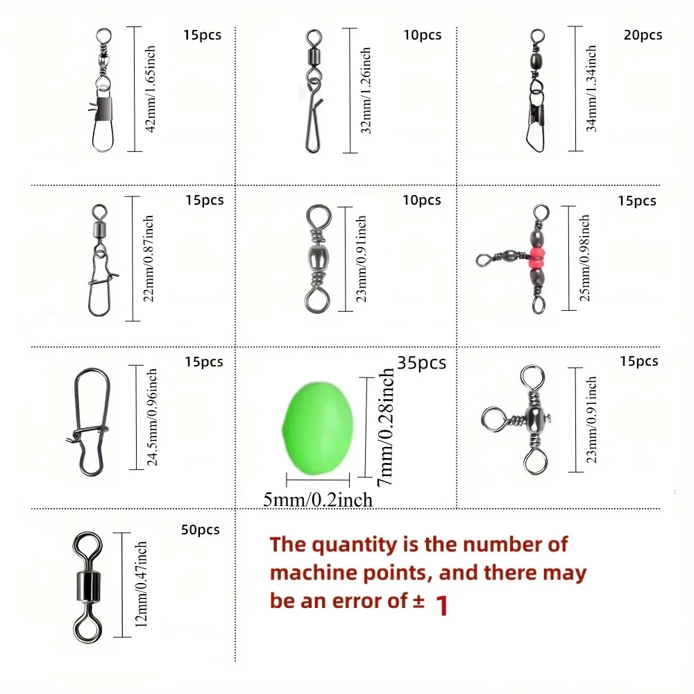 A box contains 200 fishing gear adapter kits, including barrel adapters and connectors, fishing beads