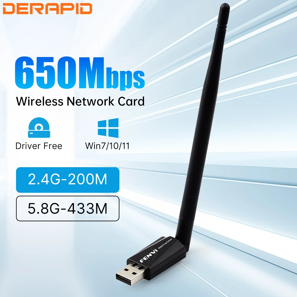 

Беспроводная сетевая карта 650 Мбит/с USB-адаптер WIFI с антенной Wi-Fi для настольного ноутбука — бесплатный драйвер для Windows 7/8/10 650M