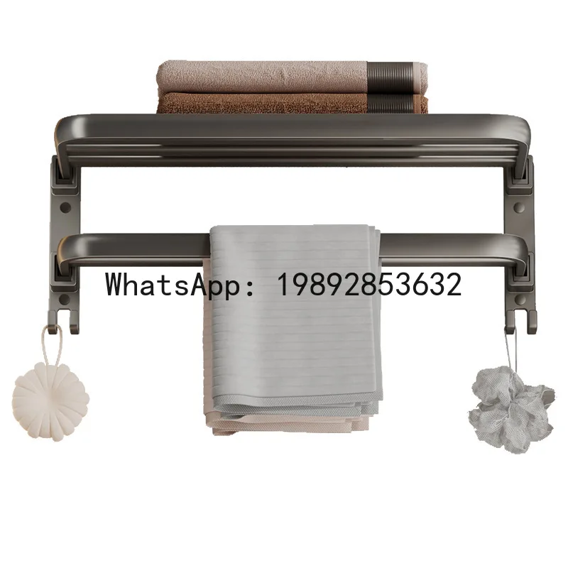 

Настенная вешалка для полотенец XL без сверления, серая, из алюминия, для ванной комнаты, комплект аксессуаров для ванной