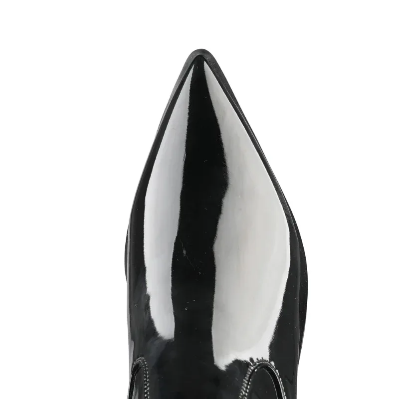 2025 New Cow Patent Leather Women Boots Black Over The Knee Boots Sexy Female Autumn Winter Lady Thigh High Boots 34-45
