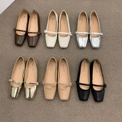 Bailamos Women Casual Flats 2022 Fashion Comfortable Soft Boat Shoes Loafers Ballerina Shallow Square Toe Ballet Flat Shoes Muje