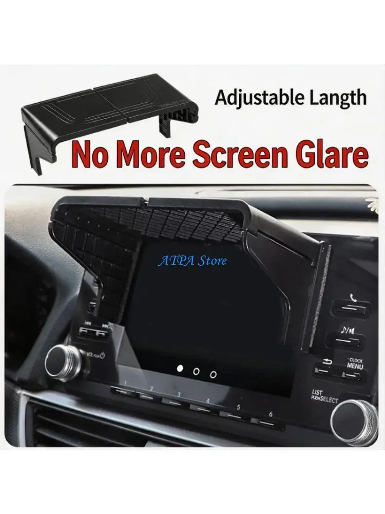 U13C Upper Mounted Screen Top Cover for Car Navigation Displays, Extendable ABS Panel for 7 to 12 Inch Dashboard Map Viewing