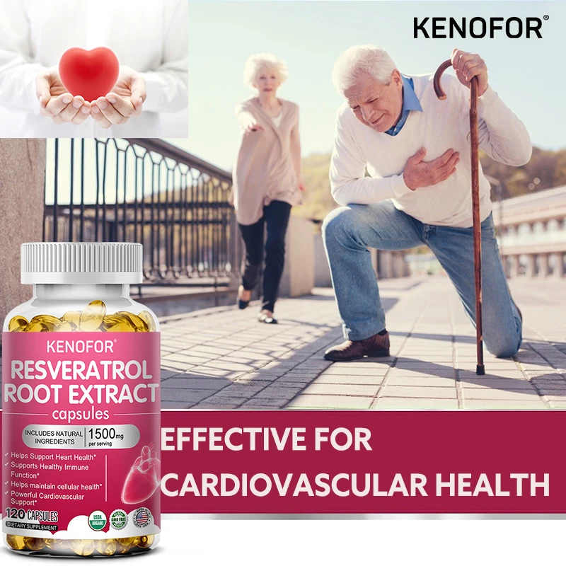 KENOFOR Resveratrol Extract 1500 mg - Immune system function, collagen formation and energy metabolism