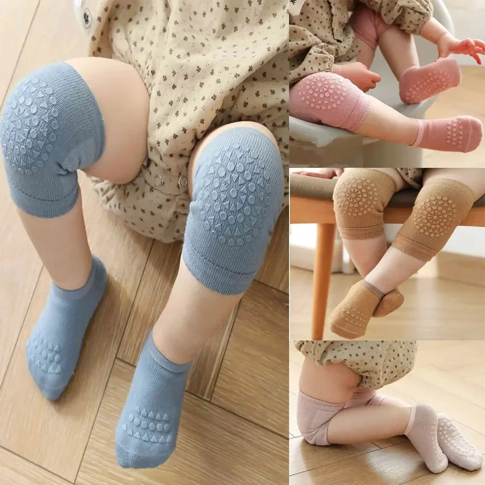 

2Pcs/Set Baby Knee Pads+Socks Solid Anti-Slip Kids Crawling Safety Floor Sock KneeCap Infant Protector Toddler Leg Warmer