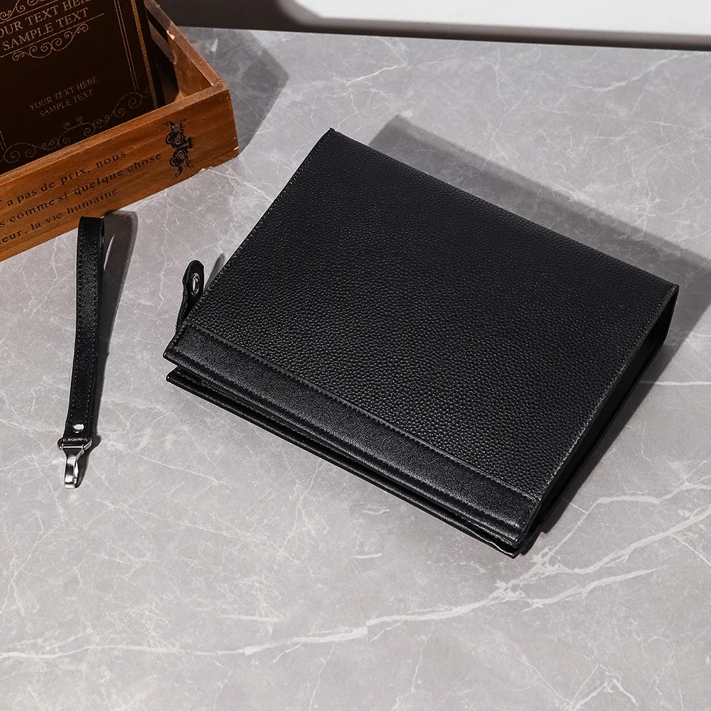 Bolsos de mano de cuero PU negro para hombre, carteras, bolso tipo sobre, bolso de negocios para hombre, bolsos de mano para teléfono, bolsos de diseñador para hombre, bolsos de pulsera