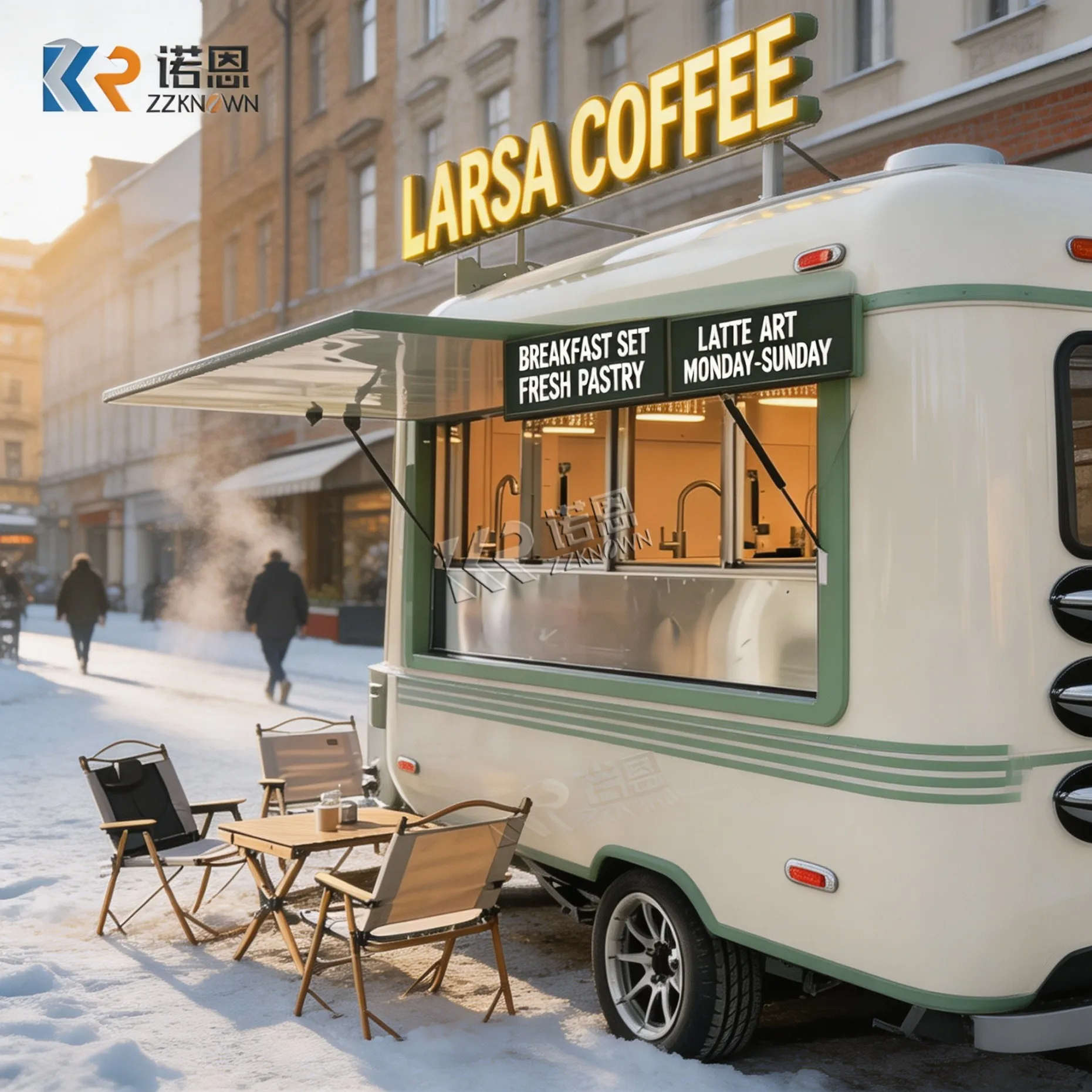 Commercial Mobile Food Truck Fully Equipped Ice Cream Food Trailer Truck Dessert Donuts Fast Food Trailer for Party Wedding