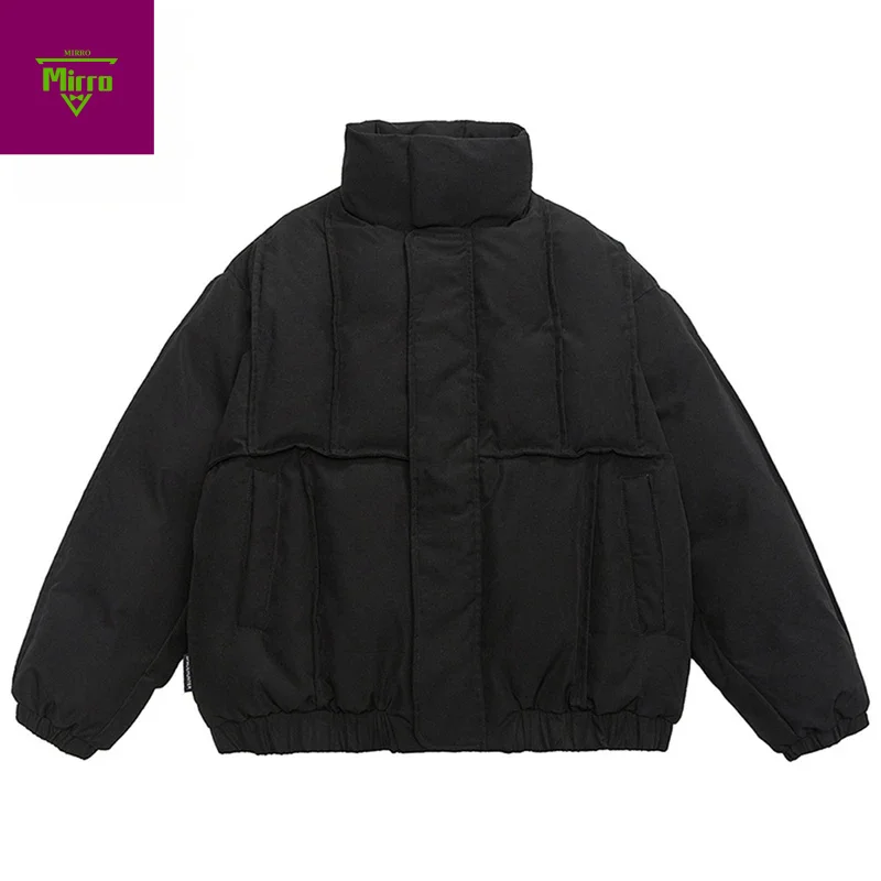 

Men Winter Jackets Thicken Warm Parkas Coat Patchwork Stand Collar Padded Jackets Casual Loose Puffer Jackets Outwear