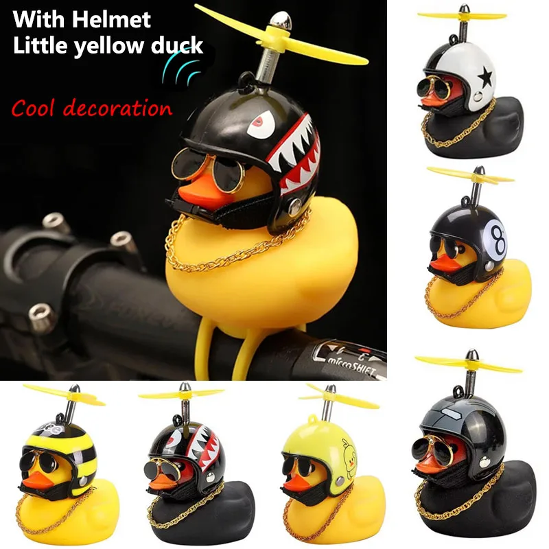 Fiets Kleine Gele Eend Motor Decoratie Luchtschroef Helm Staande Eend Gebroken Wind Ducky Voor Fiets Motorrijden Fietsen