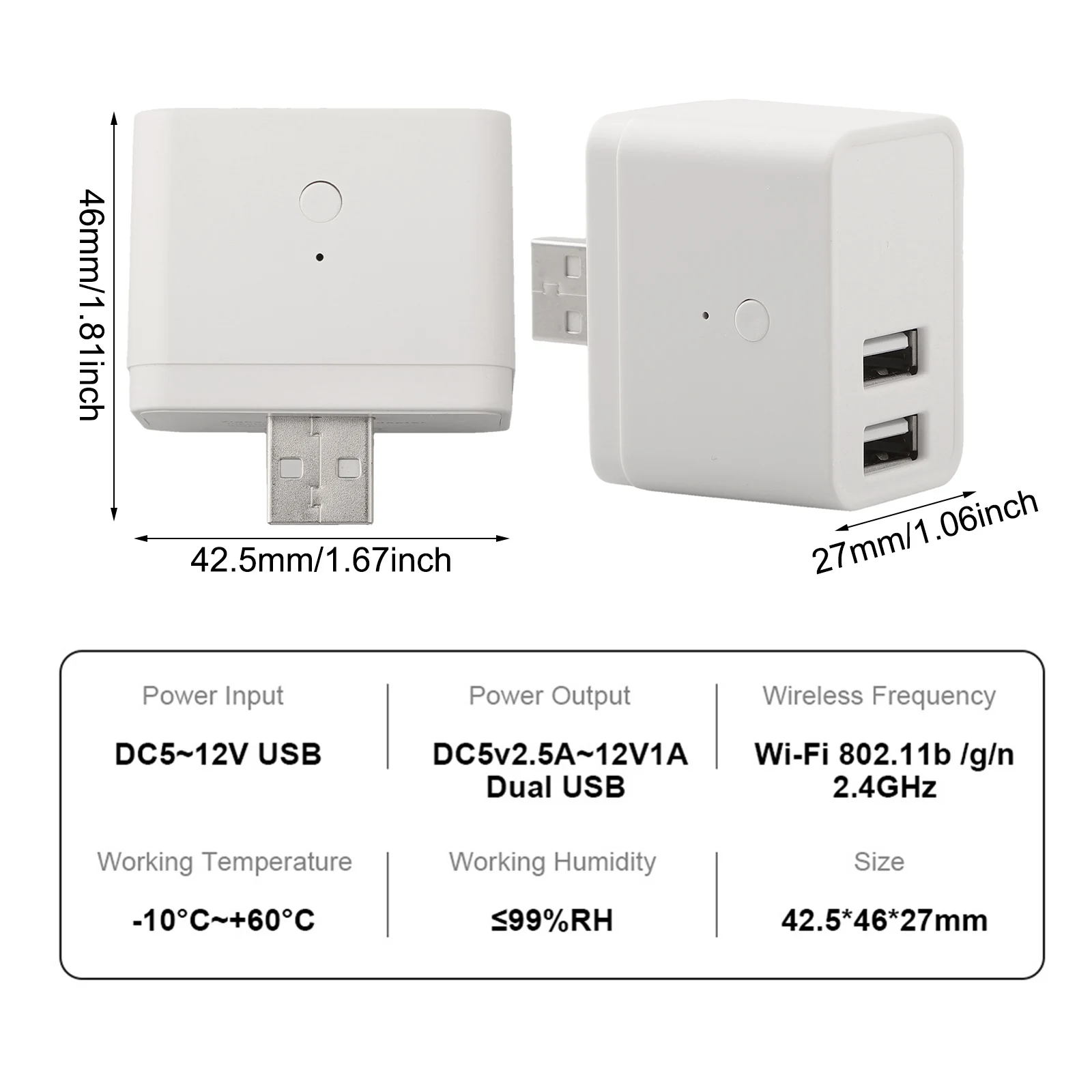 Portable USB for Smart Switch Wifi Power Adapter For Tuya App Remote Control Timer Switch Fast Charger Switch Travel Adapter