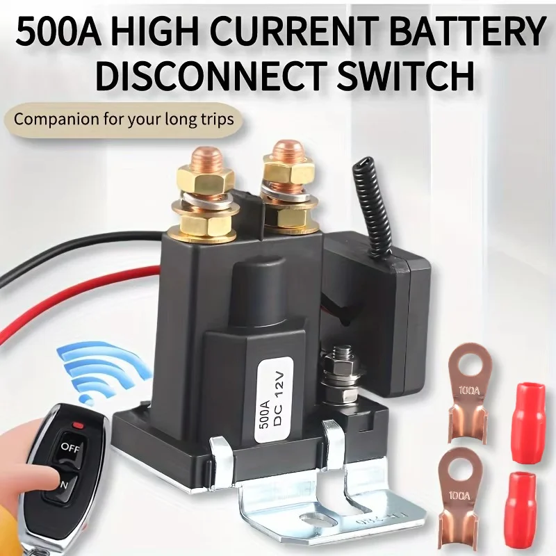 Battery Switch Relay 12V Dual Remote Control Battery Cut Off Switch Relay Anti-Theft Control Kill Switch for Car Boat RV Van