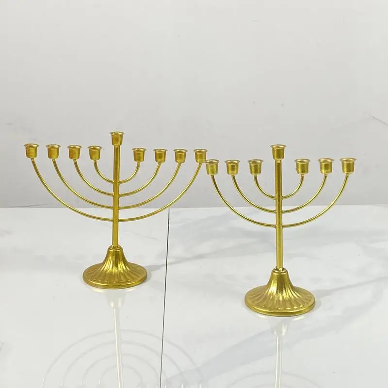 Hanukkah Menorah 7/9 Branch Jewish Candle Holder Detachable Metal Candlestick Vintage Desktop Candelabra Hanukkah Decoration