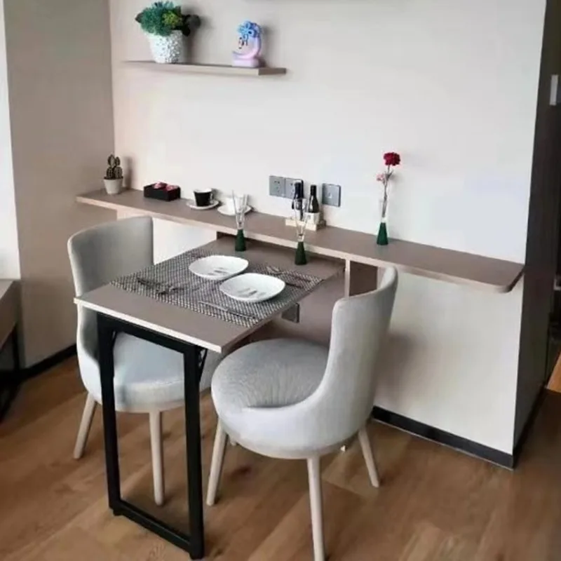 Foldable buffer down-flip hidden folding table, multi-functional frame invisible hardware accessories dining table, desk bar