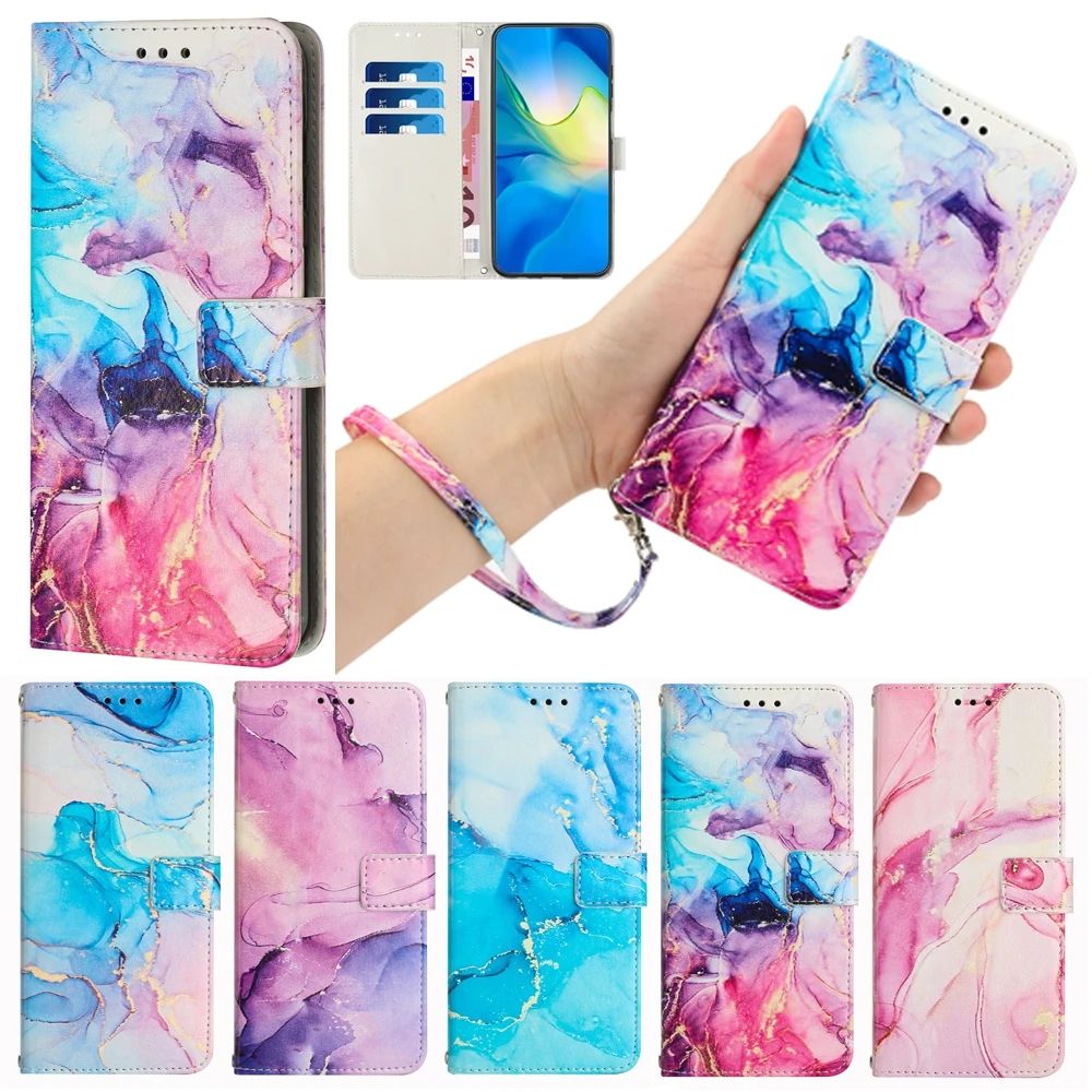 Marble PU Leather Case Protect Cover For Samsung Galaxy S20 Lite S21 FE S22 Plus S23 Ultra A04 F04 Stand Flip Wallet Card Hoders