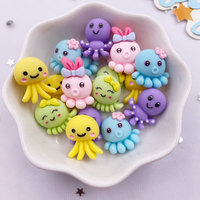 20pcs Colorful Resin Kawaii Octopus Figurines Ocean Animal Styles Flat back Scrapbook Crafts DIY Bow  Jewelry Accessories Decor