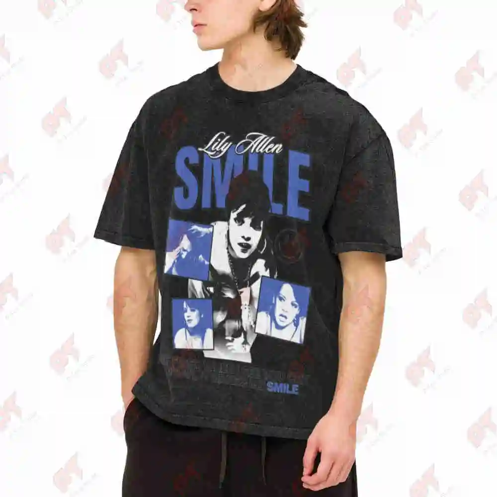 Allen Lily Smile Concert 2026 Vintage Washed Tee Pure Cotton T-Shirt