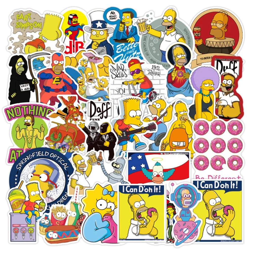 10/30/50PCS Simpson Family Cartoon Anime Comedy Stickers DIY Guitar Laptop Luggage Skateboard Graffiti Decals Fun for Kid Toys