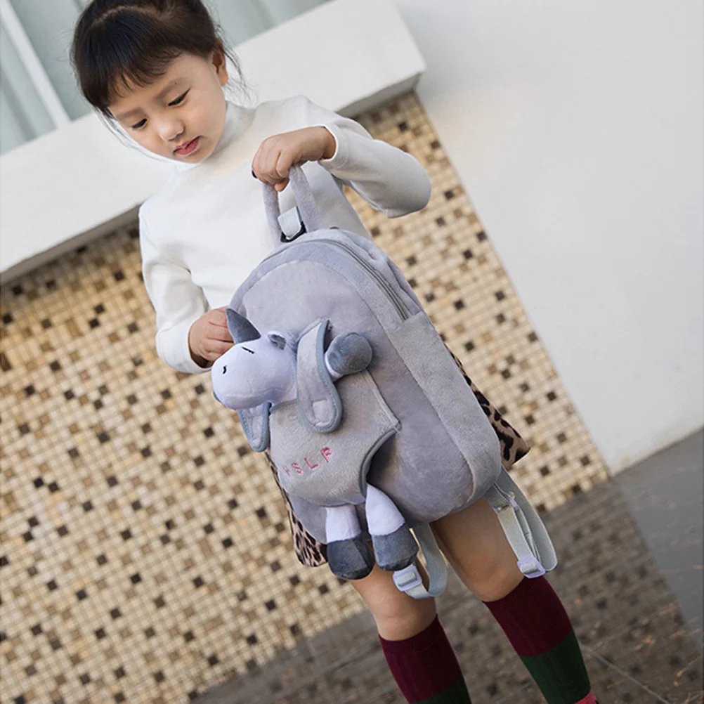

Kids Unicorn Toddler Backpack Detachable Stuffed Animal Grey Kindergarten Snack Preschool School Bag Toddler Backpack