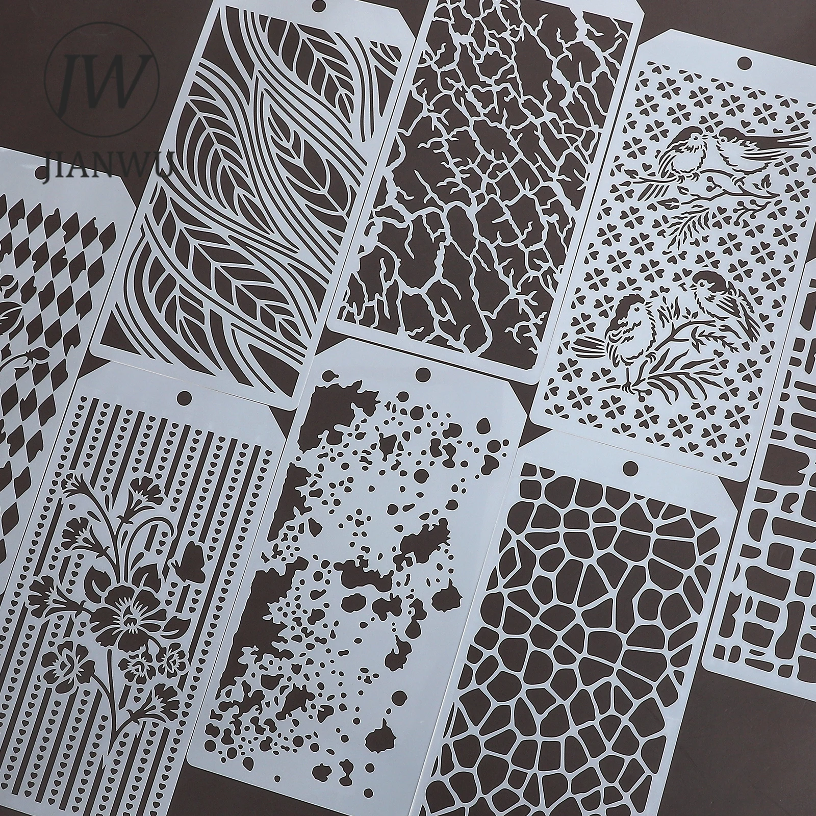 

JANWU Vintage Botanical Flower Geometric Hollow Painting Template Material Collage Stencils Stamp Creative Journal Stationery
