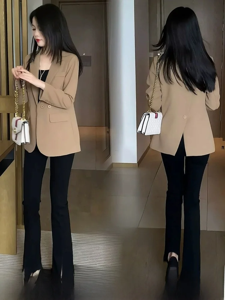 

Повседневный женский пиджак-пальто премиум-класса с длинными рукавами, двубортный, с декоративными элементами, для осени и зимы, для офиса и повседневной носки